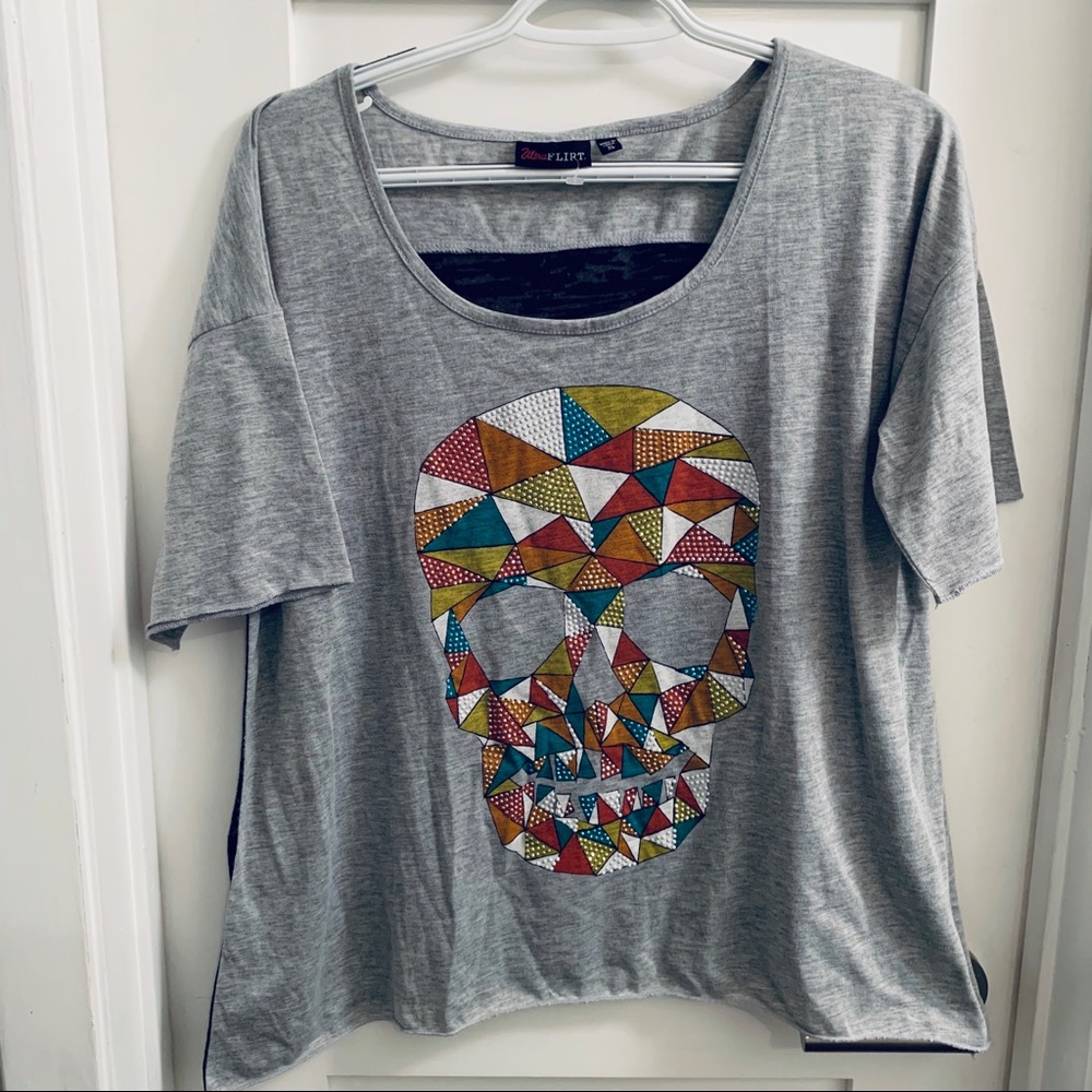 Ultra Flirt - rhinestone skull tee